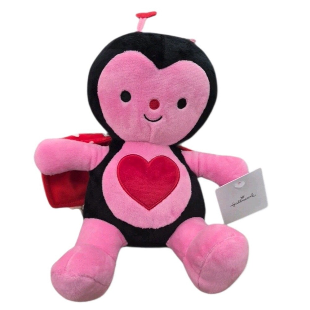 New Hallmark Valentines Day Love Bug Plush Pink Black Ladybug Gift Toy Heart.